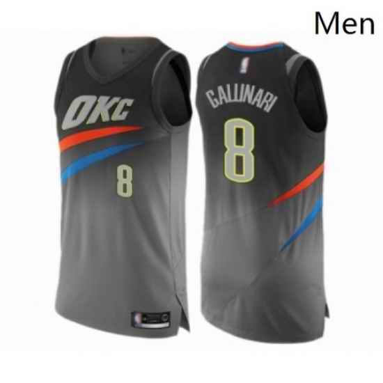 Mens Oklahoma City Thunder 8 Danilo Gallinari Authentic Gray Basketball Jersey City Edition